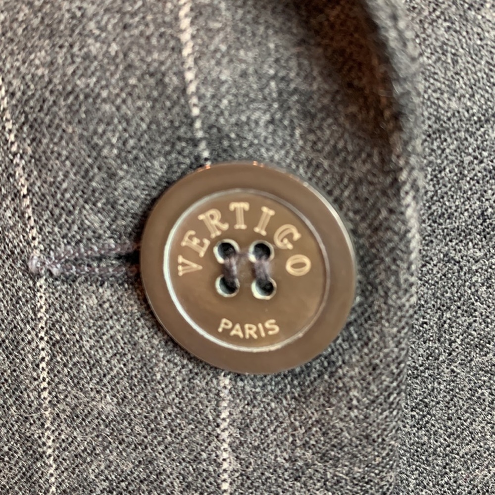 Vertigo Paris Gray Wool Pinstripe Long Blazer NEW! - Picture 8 of 10